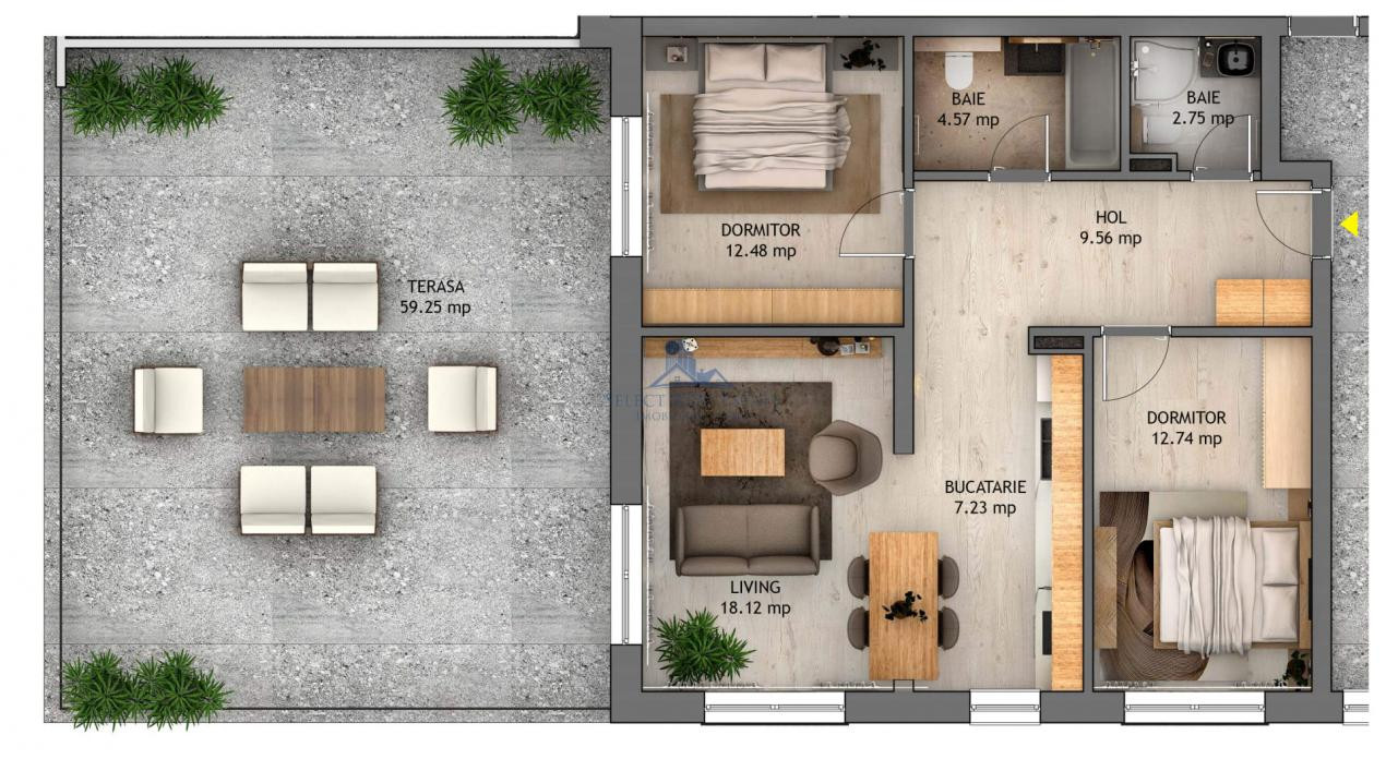 Penthouse 3 camere \ terasa 59,25 mp \ Sibiu - Selimbar