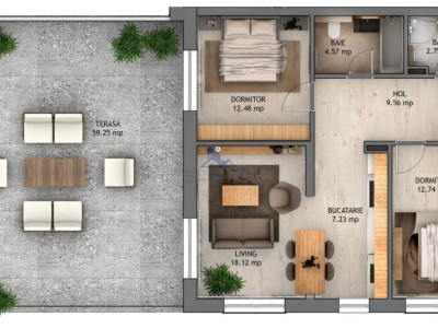 Penthouse 3 camere \ terasa 59,25 mp \ Sibiu - Selimbar