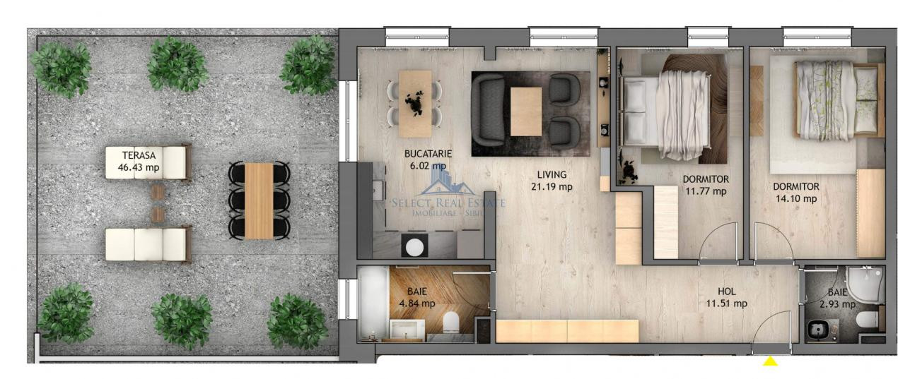 Penthouse 3 camere \ terasa 46.53 mp \ Sibiu - Selimbar