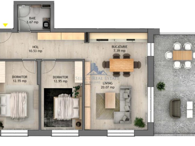 Penthouse 3 camere \ terasa 46,27 mp \ Sibiu - Selimbar