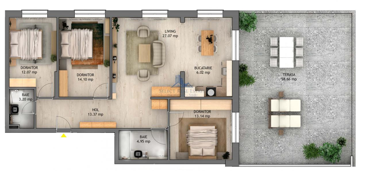 Penthouse 4 camere \ terasa 58,66 mp \ Sibiu - Selimbar