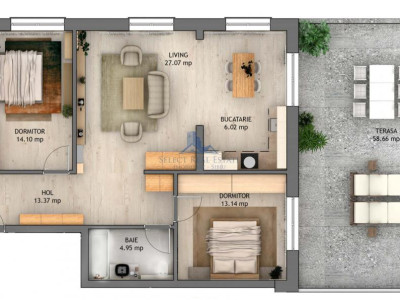 Penthouse 4 camere \ terasa 58,66 mp \ Sibiu - Selimbar